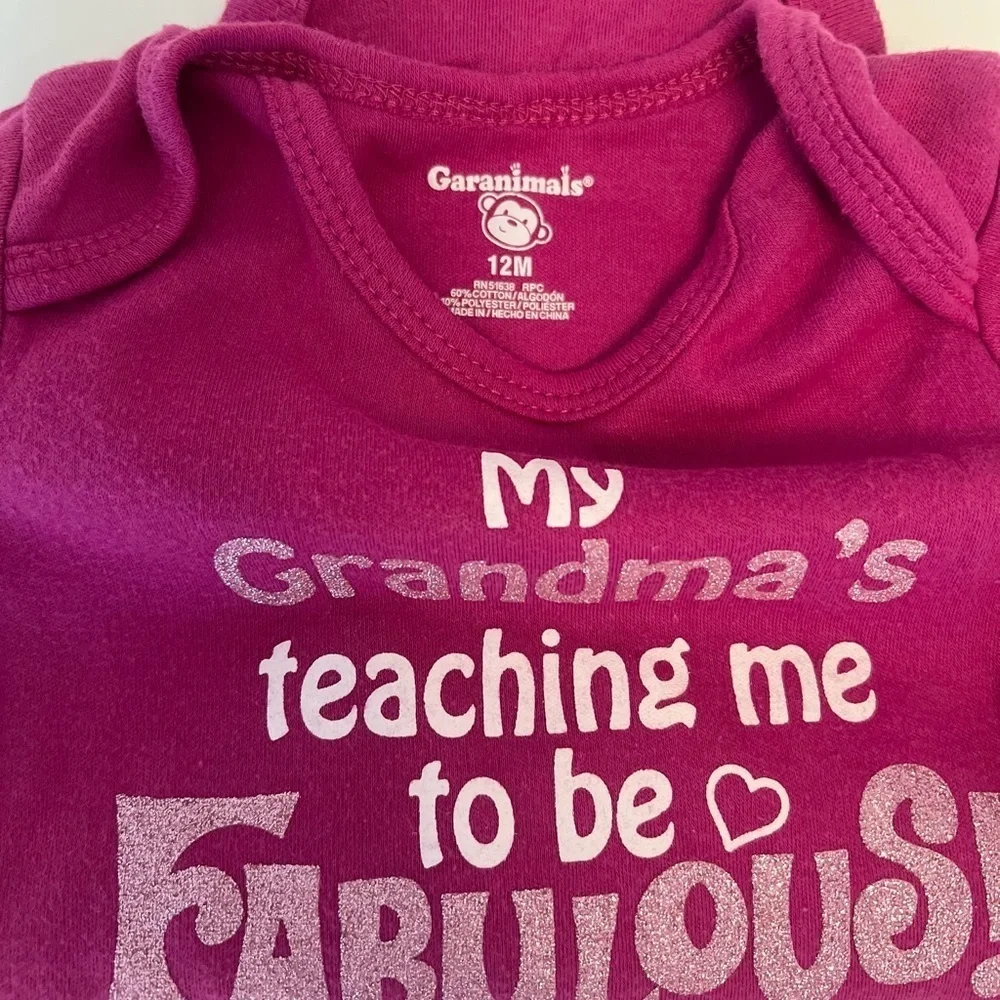 ⚡️4/$20⚡️ Garanimals Fuchsia Long Sleeve Bodysuit Baby Girl Size 12 MTH
